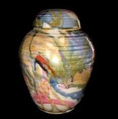 Tri-colour urn/decorative jar